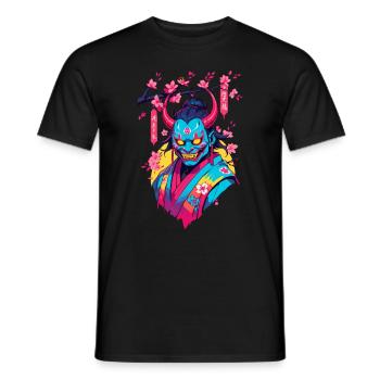 Oni Samurai Vaporwave Aesthetic Japan Culture - Men's T-Shirt - black - Front - AI Model Male 178 light (178cm)