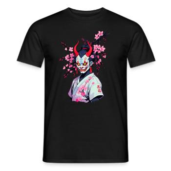 Oni Samurai Vaporwave Aesthetic Japan Culture - Men's T-Shirt - black - Front - AI Model Male 178 light (178cm)