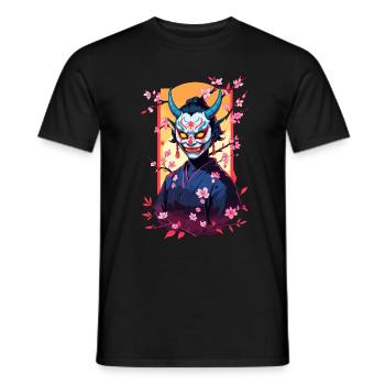Oni Samurai Vaporwave Aesthetic Japan Culture - Men's T-Shirt - black - Front - AI Model Male 178 light (178cm)