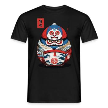 Japanischer Daruma Aesthetic Yokai Streetwear - Männer T-Shirt - Schwarz - Vorne - AI Model Male 178 light (178cm)