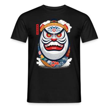 Japanischer Daruma Aesthetic Yokai Streetwear - Männer T-Shirt - Schwarz - Vorne - AI Model Male 178 light (178cm)