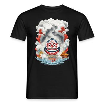 Japanischer Daruma Ästhetik Yokai Vintage - Männer T-Shirt - Schwarz - Vorne - AI Model Male 178 light (178cm)