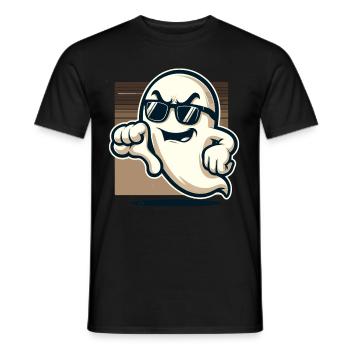 Cool Ghost Gives Thumbs Down Funny Halloween - Men's T-Shirt - black - Front - AI Model Male 178 light (178cm)