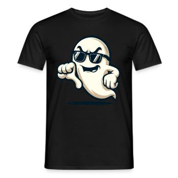 Cool Ghost Gives Thumbs Down Funny Halloween - Men's T-Shirt - black - Front - AI Model Male 178 light (178cm)