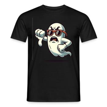 Cool Ghost Gives Thumbs Down Funny Halloween - Men's T-Shirt - black - Front - AI Model Male 178 light (178cm)