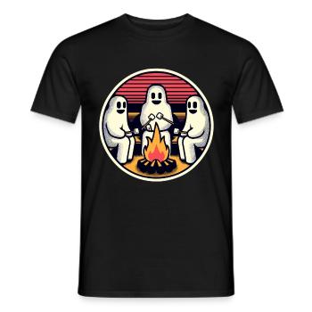 Ghosts at the campfire campsite Lustige - Men's T-Shirt - black - Front - AI Model Male 178 light (178cm)