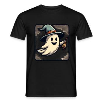 Funny Witch Ghost Witches Broom Halloween Party - Men's T-Shirt - black - Front - AI Model Male 178 light (178cm)