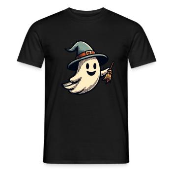 Funny Witch Ghost Witch Broom Halloween Party - Men's T-Shirt - black - Front - AI Model Male 178 light (178cm)