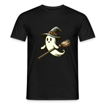 Funny Witch Spirit Witch Broom Vintage Art Style - Men's T-Shirt - black - Front - AI Model Male 178 light (178cm)