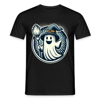 Funny Witch Spirit Witch Broom Vintage Art Style - Men's T-Shirt - black - Front - AI Model Male 178 light (178cm)