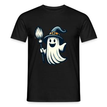Funny Witch Spirit Witch Broom Vintage Art Style - Men's T-Shirt - black - Front - AI Model Male 178 light (178cm)