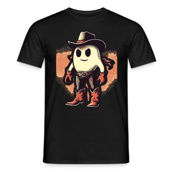 Funny Cowboy Ghost Hat Boots Creepy - Men's T-Shirt - black - Front - AI Model Male 178 light (178cm)
