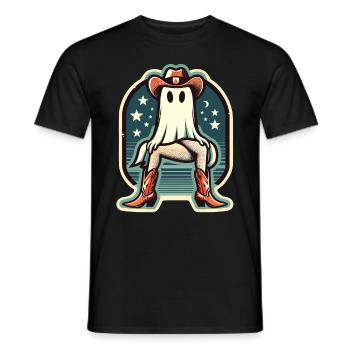 Funny Cow Girl Ghost Cowboy Boots Hat - Men's T-Shirt - black - Front - AI Model Male 178 light (178cm)