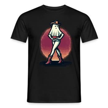 Funny Cowboy Girl Ghost Cowboy Hat Boots - Men's T-Shirt - black - Front - AI Model Male 178 light (178cm)