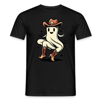 Drôle Halloween Party Creepy Ghost Cowboy - T-shirt homme - noir - Devant - AI Model Male 178 light (178cm)