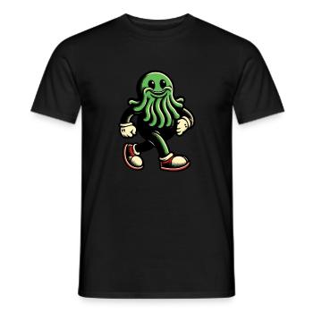Happy Cthulhu Mascot Funny Monster - Men's T-Shirt - black - Front - AI Model Male 178 light (178cm)