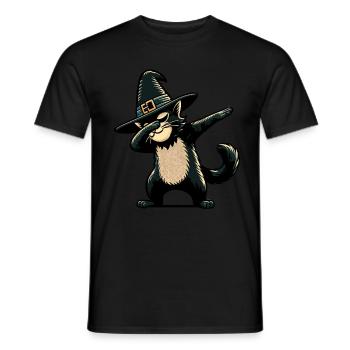 Dabbende Hexen Katze Lustiger Katzenliebhaber - Männer T-Shirt - Schwarz - Vorne - AI Model Male 178 light (178cm)