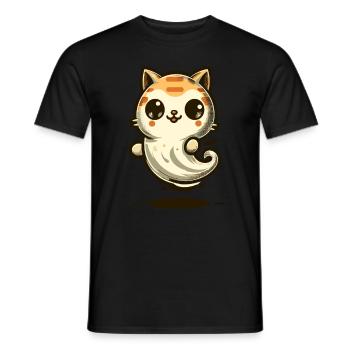 Niedliche Geister Katze Kawaii Geist Haustier - Männer T-Shirt - Schwarz - Vorne - AI Model Male 178 light (178cm)