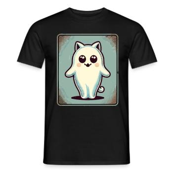 Niedliche Geister Katze Kawaii Geist Haustier - Männer T-Shirt - Schwarz - Vorne - AI Model Male 178 light (178cm)