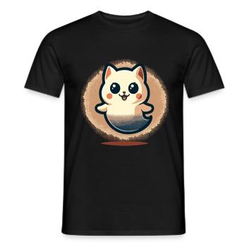 Niedliche Geister Katze Kawaii Geist Haustier - Männer T-Shirt - Schwarz - Vorne - AI Model Male 178 light (178cm)