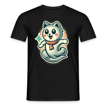 Niedliche Geister Katze Kawaii Geist Haustier - Männer T-Shirt - Schwarz - Vorne - AI Model Male 178 light (178cm)