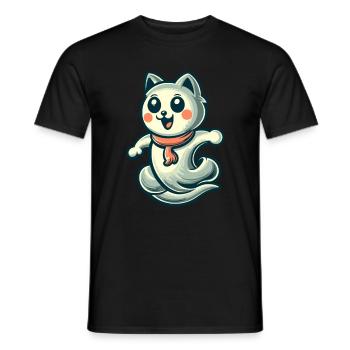 Niedliche Geister Katze Kawaii Geist Haustier - Männer T-Shirt - Schwarz - Vorne - AI Model Male 178 light (178cm)