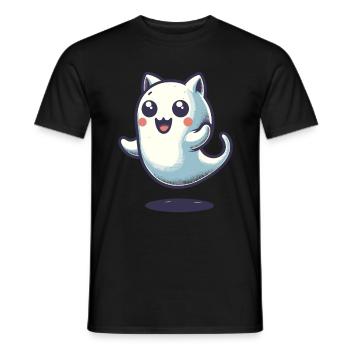Niedliche Geister Katze Kawaii Geist Haustier - Männer T-Shirt - Schwarz - Vorne - AI Model Male 178 light (178cm)