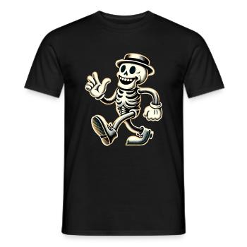 Squelette d’os d’Halloween de dessin animé vintage rétro - T-shirt homme - noir - Devant - AI Model Male 178 light (178cm)