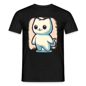Niedliche Geister Katze Kawaii Geist Haustier - Männer T-Shirt - Schwarz - Vorne - AI Model Male 178 light (178cm)