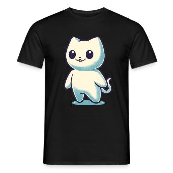 Niedliche Geister Katze Kawaii Geist Haustier - Männer T-Shirt - Schwarz - Vorne - AI Model Male 178 light (178cm)