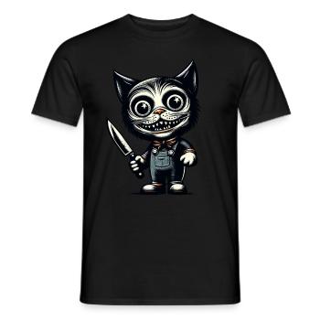 Creepy Cat Psycho Pet Halloween Decoration - Men's T-Shirt - black - Front - AI Model Male 178 light (178cm)