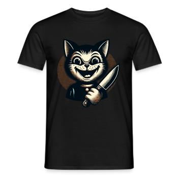 Creepy Cat Psycho Pet Halloween Decoration - Men's T-Shirt - black - Front - AI Model Male 178 light (178cm)