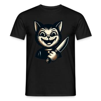 Creepy Cat Psycho Pet Halloween Costume - Men's T-Shirt - black - Front - AI Model Male 178 light (178cm)