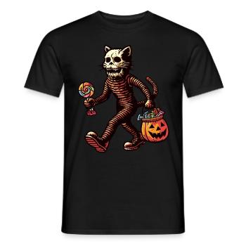Chat zombie mort-vivant Halloween - T-shirt homme - noir - Devant - AI Model Male 178 light (178cm)