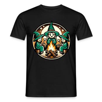 Camping Lagerfeuer Vintage Hexen Design - Männer T-Shirt - Schwarz - Vorne - AI Model Male 178 light (178cm)