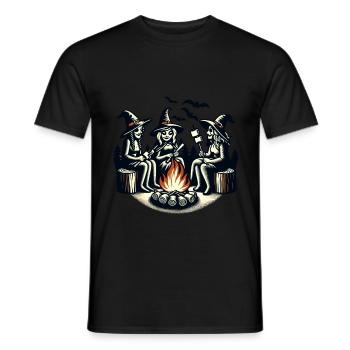 Camping Campfire Vintage Witches Design Retro - Men's T-Shirt - black - Front - AI Model Male 178 light (178cm)