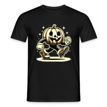 Retro Cartoon Kürbis Vintage Halloween Stil - Männer T-Shirt - Schwarz - Vorne - AI Model Male 178 light (178cm)