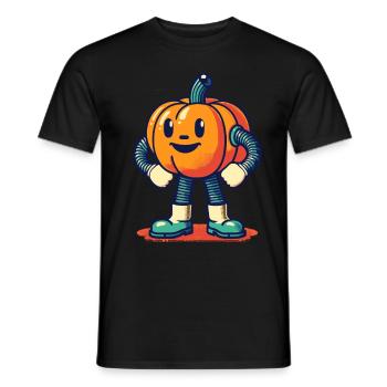 Retro Cartoon Kürbis Vintage Halloween Stil - Männer T-Shirt - Schwarz - Vorne - AI Model Male 178 light (178cm)