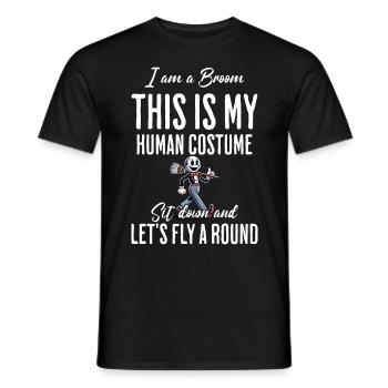 Funny Halloween Witch Fly With Me I'm A Broom - Men's T-Shirt - black - Front - AI Model Male 178 light (178cm)