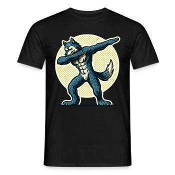 Dabbing Werewolf Funny Dabbing Design Full Moon - Men's T-Shirt - black - Front - AI Model Male 178 light (178cm)