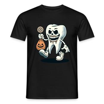 Halloween Dental Hygiene Funny Zombie Tooth - Men's T-Shirt - black - Front - AI Model Male 178 light (178cm)