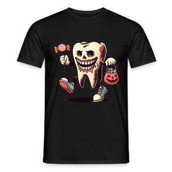 Halloween Dental Hygiene Funny Zombie Tooth - Men's T-Shirt - black - Front - AI Model Male 178 light (178cm)