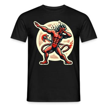 Dabbing Devil Funny Dabbing Design Costume - Men's T-Shirt - black - Front - AI Model Male 178 light (178cm)