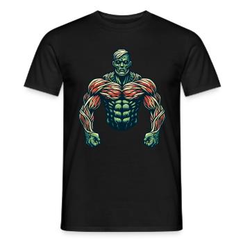 Muscular Bodybuilder Halloween Costume Decoration - Men's T-Shirt - black - Front - AI Model Male 178 light (178cm)