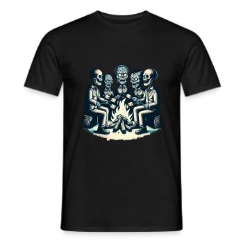 Camping au feu de camp Décoration de costume d’Halloween - T-shirt homme - noir - Devant - AI Model Male 178 light (178cm)