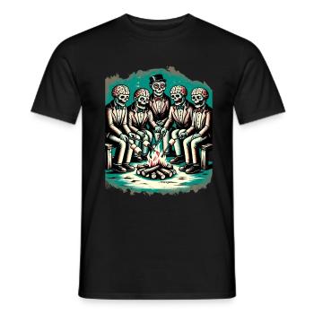 Camping au feu de camp Décoration de costume d’Halloween - T-shirt homme - noir - Devant - AI Model Male 178 light (178cm)