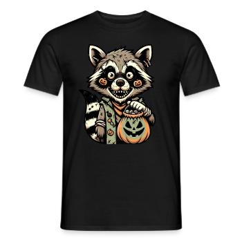 Funny Undead Raccoon Halloween Costume Decoration - Men's T-Shirt - black - Front - AI Model Male 178 light (178cm)