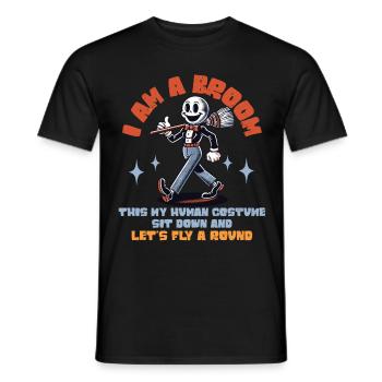 Lustiges Halloween Spruch Bin Ein Besen Flieg Mit - Männer T-Shirt - Schwarz - Vorne - AI Model Male 178 light (178cm)