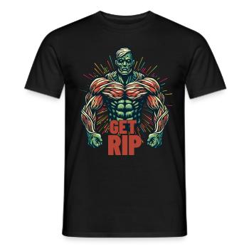 Get RIP Muscular Zombie Bodybuilder Saying - Men's T-Shirt - black - Front - AI Model Male 178 light (178cm)