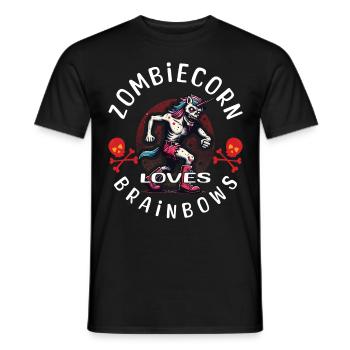 Zombiecorn Loves Brainbows Fête d’Halloween - T-shirt homme - noir - Devant - AI Model Male 178 light (178cm)